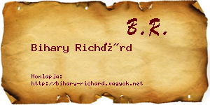 Bihary Richárd névjegykártya